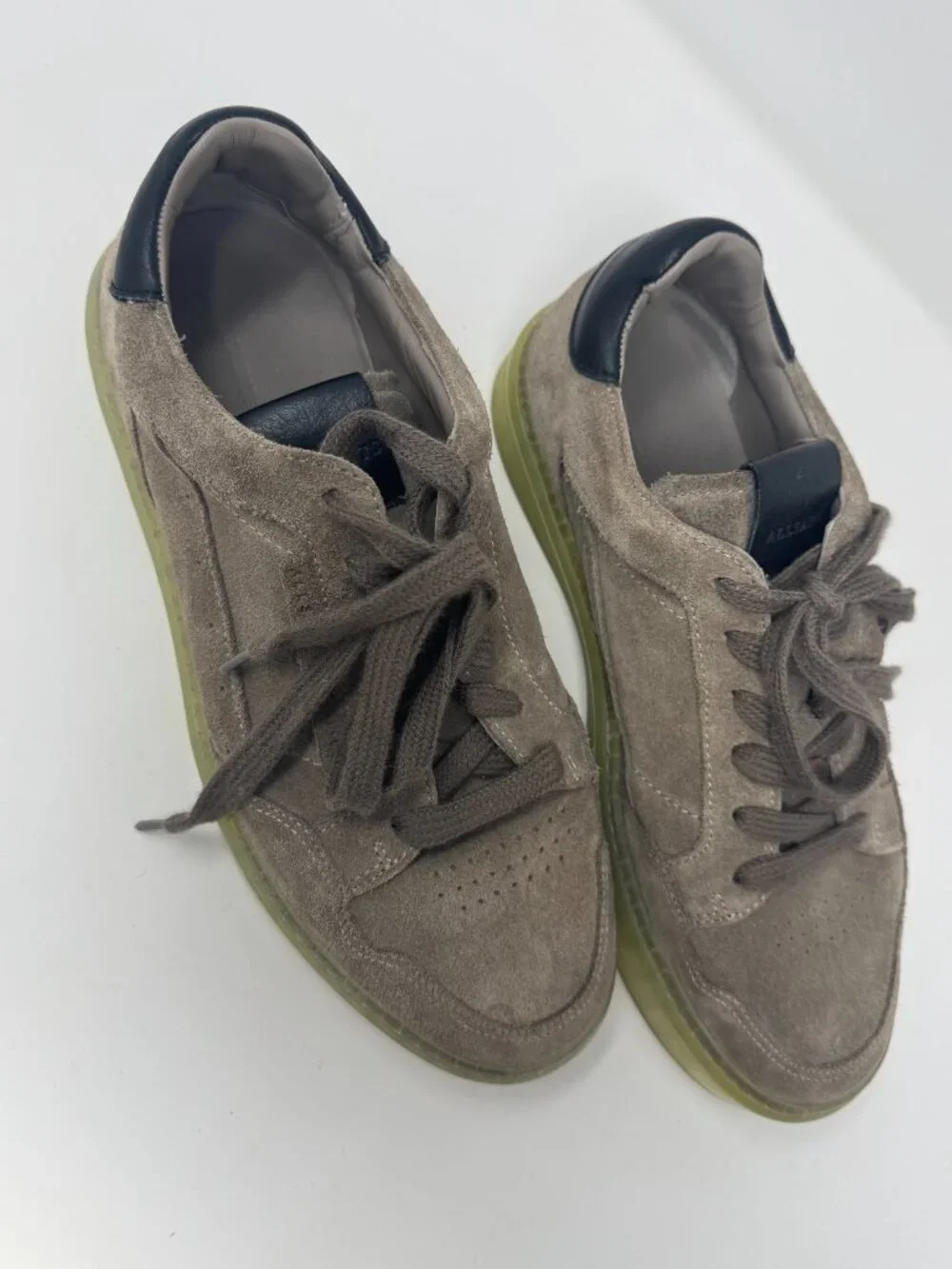 AllSaints Made in Portugal Suede Sneakers EU 40 Gray Taupe Gum Sole Casual Shoes